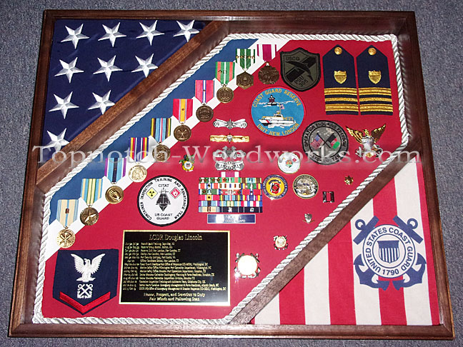 2 flag shadow box with USCg ensign