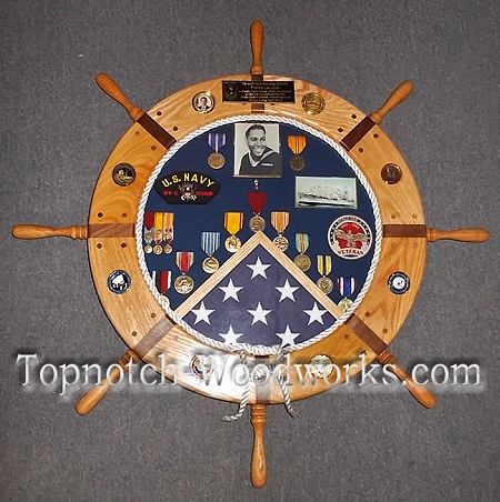 Navy Ship wheel shadow box