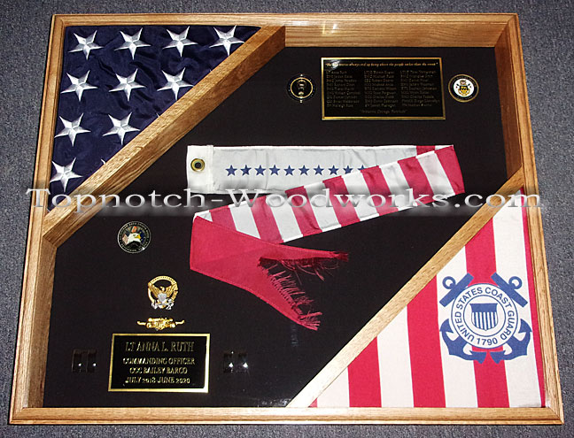 US Navy Pennant shadow box with 2 flags