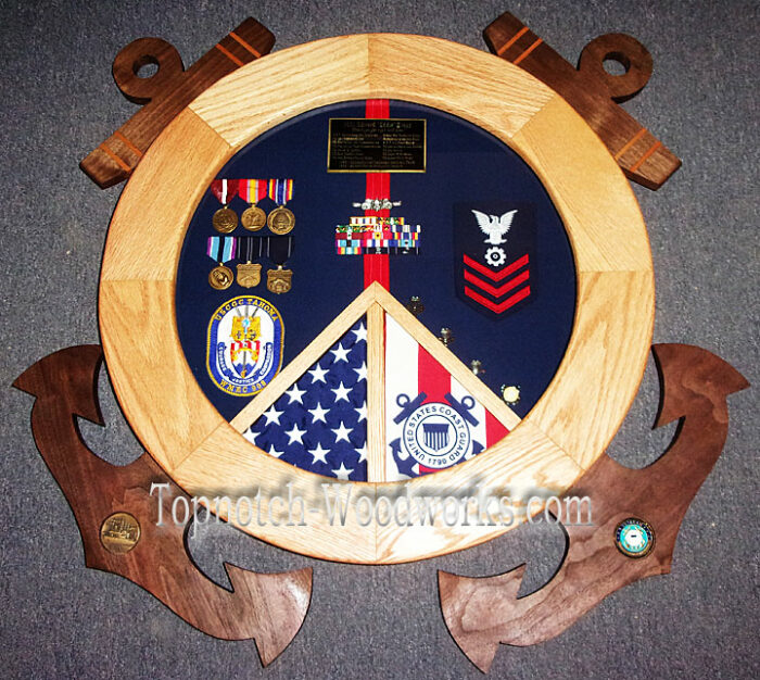 USCG Military shadow box 2 flags