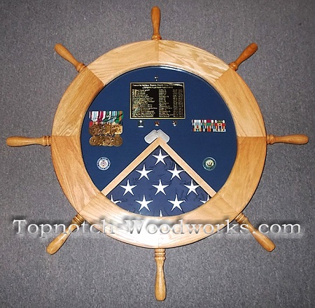 navy ship wheel shadow box