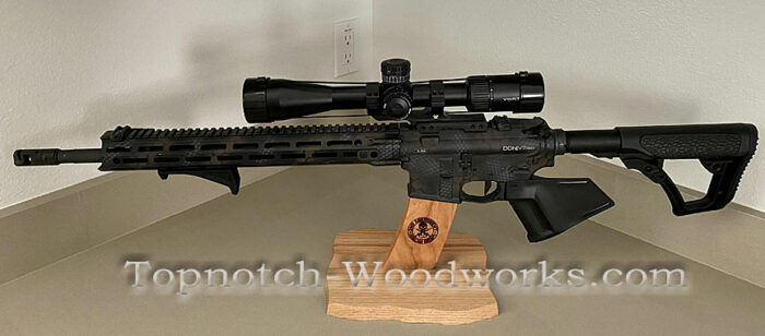 AR15 rifle display stand engraved