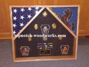 Police shadow box with 2 flags